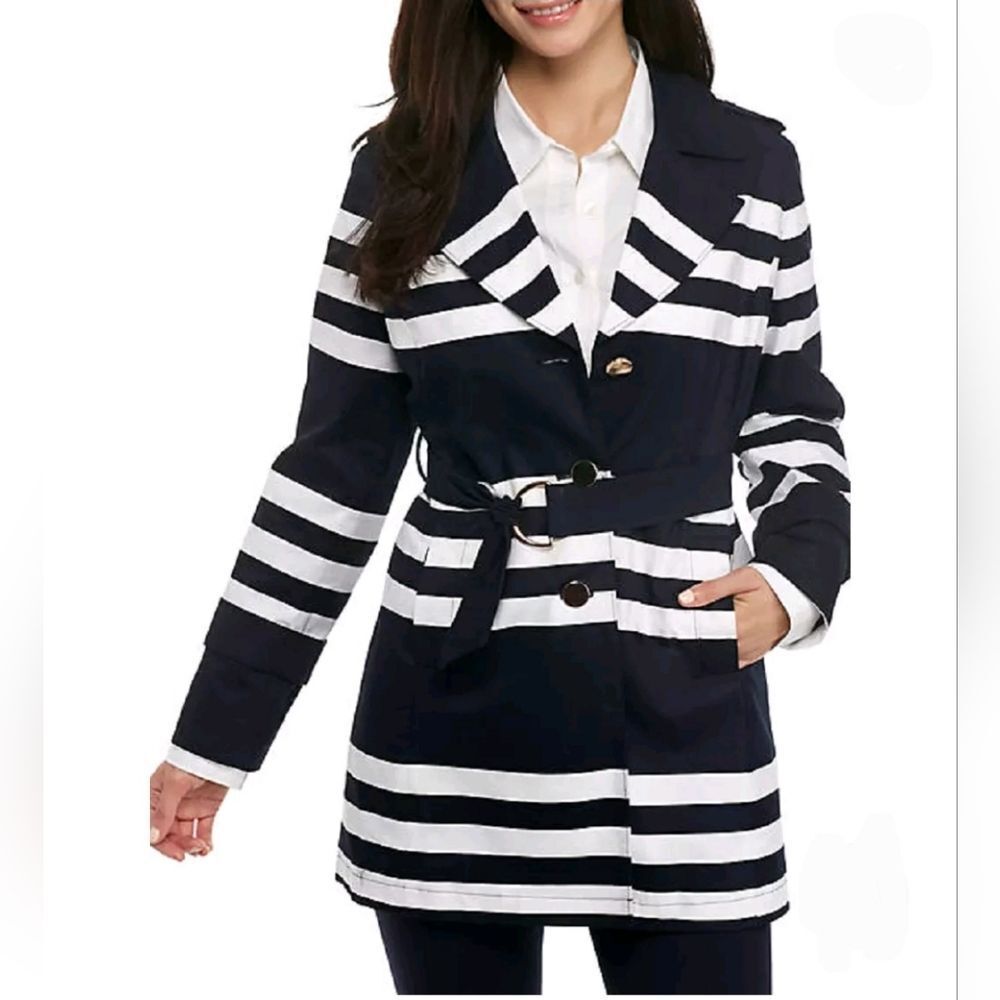 New Crown&Ivy Striped Navy Blue Jacket Size Small